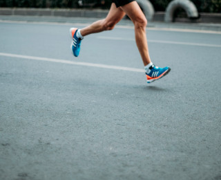Person's legs showing running a marathon