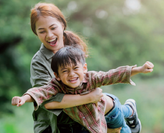Mother and child playing